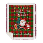 Personalized Gift Tartan Plaid Blanket Clan Auchinleck With Funny Santa Snowman Reindeer Merry Christmas Gift Sherpa Blanket, blue plaid sherpa blanket,blue tartan sherpa blanket,Buchan,buffalo plaid sherpa blanket,christmas sherpa blanket,Christmas Throw Blanket