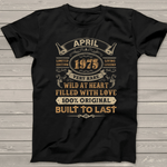 Scotstee Shop - 46th Birthday Gifts 46 Years Old Retro Born In April 1975 Birthday Shirt