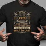 Scotstee Shop - 46th Birthday Gifts 46 Years Old Retro Born In April 1975 Birthday Shirt