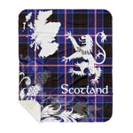 Sherpa Blanket - Tartan Blanket Thistle and Lion Scottish Clan Dunlop Modern Plaid Blanket, plaid sherpa blanket queen,purple sherpa blanket,queen sherpa blanket,queen size sherpa blanket,red sherpa blanket,scottish tartan blankets,sherpa blanket,sherpa christmas blanket