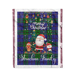 Personalized Gift Tartan Plaid Blanket Clan Strachan With Funny Santa Snowman Reindeer Merry Christmas Fleece Blanket, Home Living Room, Plaid Blanket, Tartan Blanket, Scottish Blanket, Buffalo fleece blanket, Christmas Blanket