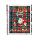 Scotstee Shop - Personalized Gift Tartan Plaid Blanket Clan MacPherson Ancient With Funny Santa Snowman Reindeer Merry Christmas Fleece Blanket