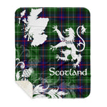 Sherpa Blanket - Tartan Blanket Thistle and Lion Scottish Clan Leslie Plaid Blanket, plaid sherpa blanket queen,purple sherpa blanket,queen sherpa blanket,queen size sherpa blanket,red sherpa blanket,scottish tartan blankets,sherpa blanket,sherpa christmas blanket