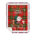 Personalized Gift Tartan Plaid Blanket Clan Hay Modern With Funny Santa Snowman Reindeer Merry Christmas Gift Sherpa Blanket, blue plaid sherpa blanket,blue tartan sherpa blanket,Buchan,buffalo plaid sherpa blanket,christmas sherpa blanket,Christmas Throw Blanket