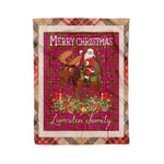 Personalized Gift Plaid Tartan Blanket Clan Lumsden Of Clova With Moose Lover Xmas Gift Santa Riding Christmas Fleece Blanket