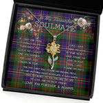 To My Beautiful Soulmate Sunflower Necklace In Your Eyes I Have Found My Home Clan Chalmers Tartan Jewelry For Girlfriend, Tartan Sunflower Pendant Necklace, Scottish Tartan Jewelry, valentine necklace, necklace girlfriend, necklace for wife, cute necklaces for girlfriend, jewelry for girlfriend, to my soulmate necklace, to my future wife necklace