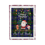 Personalized Gift Tartan Plaid Blanket Clan MacLeod With Funny Santa Snowman Reindeer Merry Christmas Fleece Blanket, Home Living Room, Plaid Blanket, Tartan Blanket, Scottish Blanket, Buffalo fleece blanket, Christmas Blanket