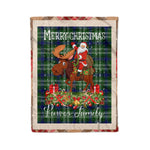 Personalized Gift Plaid Tartan Blanket Clan Purves With Moose Lover Xmas Gift Santa Riding Christmas Fleece Blanket