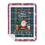 Personalized Gift Tartan Plaid Blanket Clan MacKinlay Ancient With Funny Santa Snowman Reindeer Merry Christmas Gift Sherpa Blanket, blue plaid sherpa blanket,blue tartan sherpa blanket,Buchan,buffalo plaid sherpa blanket,christmas sherpa blanket,Christmas Throw Blanket
