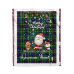 Personalized Gift Tartan Plaid Blanket Clan Duncan With Funny Santa Snowman Reindeer Merry Christmas Fleece Blanket, Home Living Room, Plaid Blanket, Tartan Blanket, Scottish Blanket, Buffalo fleece blanket, Christmas Blanket
