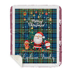 Personalized Gift Tartan Plaid Blanket Clan Colquhoun Ancient With Funny Santa Snowman Reindeer Merry Christmas Gift Sherpa Blanket, blue plaid sherpa blanket,blue tartan sherpa blanket,Buchan,buffalo plaid sherpa blanket,christmas sherpa blanket,Christmas Throw Blanket