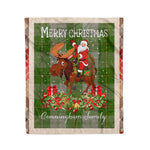 Personalized Gift Plaid Tartan Blanket Clan Cunningham Dress Green Dancers With Moose Lover Xmas Gift Santa Riding Christmas Fleece Blanket