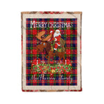 Personalized Gift Plaid Tartan Blanket Clan MacPherson Modern With Moose Lover Xmas Gift Santa Riding Christmas Fleece Blanket