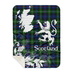Sherpa Blanket - Tartan Blanket Thistle and Lion Scottish Clan MacKenzie Plaid Blanket, plaid sherpa blanket queen,purple sherpa blanket,queen sherpa blanket,queen size sherpa blanket,red sherpa blanket,scottish tartan blankets,sherpa blanket,sherpa christmas blanket
