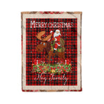 Personalized Gift Plaid Tartan Blanket Clan Hog With Moose Lover Xmas Gift Santa Riding Christmas Fleece Blanket