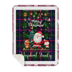 Personalized Gift Tartan Plaid Blanket Clan Urquhart With Funny Santa Snowman Reindeer Merry Christmas Gift Sherpa Blanket, blue plaid sherpa blanket,blue tartan sherpa blanket,Buchan,buffalo plaid sherpa blanket,christmas sherpa blanket,Christmas Throw Blanket