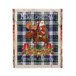 Personalized Gift Plaid Tartan Blanket Clan Gordon Dress Modern With Moose Lover Xmas Gift Santa Riding Christmas Fleece Blanket