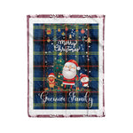 Personalized Gift Tartan Plaid Blanket Clan Grewar With Funny Santa Snowman Reindeer Merry Christmas Fleece Blanket, Christmas Blanket, Plaid Blanket, Tartan Blanket,Scottish Blanket