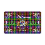 Doormat - Welcome Mat Scottish Clan Badge Carnegie Tartan Door Mat, Plaid Doormat With Thistle and Two Lion Scottish