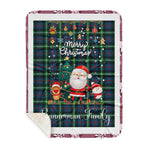 Personalized Gift Tartan Plaid Blanket Clan Bannatyne With Funny Santa Snowman Reindeer Merry Christmas Gift Sherpa Blanket, blue plaid sherpa blanket,blue tartan sherpa blanket,Buchan,buffalo plaid sherpa blanket,christmas sherpa blanket,Christmas Throw Blanket