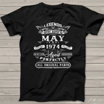 Scotstee Shop - 47th Birthday Vintage Tee For Legends Born In May 1974 Birthday Shirt