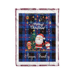 Personalized Gift Tartan Plaid Blanket Clan Angus Modern With Funny Santa Snowman Reindeer Merry Christmas Fleece Blanket, Home Living Room, Plaid Blanket, Tartan Blanket, Scottish Blanket, Buffalo fleece blanket, Christmas Blanket