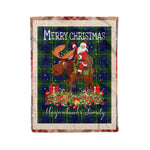 Personalized Gift Plaid Tartan Blanket Clan Marjoribanks Modern With Moose Lover Xmas Gift Santa Riding Christmas Fleece Blanket