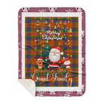 Personalized Gift Tartan Plaid Blanket Clan Grant of Edinchat With Funny Santa Snowman Reindeer Merry Christmas Gift Sherpa Blanket, blue plaid sherpa blanket,blue tartan sherpa blanket,Buchan,buffalo plaid sherpa blanket,christmas sherpa blanket,Christmas Throw Blanket