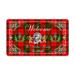 Doormat - Welcome Mat Scottish Clan Badge Dunbar Modern Tartan Door Mat, Plaid Doormat With Thistle and Two Lion Scottish