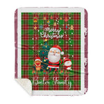 Scotstee Shop - Personalized Gift Tartan Plaid Blanket Clan Baxter Modern With Funny Santa Snowman Reindeer Merry Christmas Gift Sherpa Blanket