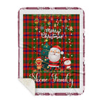 Personalized Gift Tartan Plaid Blanket Clan Skene With Funny Santa Snowman Reindeer Merry Christmas Gift Sherpa Blanket, blue plaid sherpa blanket,blue tartan sherpa blanket,Buchan,buffalo plaid sherpa blanket,christmas sherpa blanket,Christmas Throw Blanket