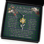To My Beautiful Soulmate Sunflower Necklace In Your Eyes I Have Found My Home Clan Austin Tartan Jewelry For Girlfriend, Tartan Sunflower Pendant Necklace, Scottish Tartan Jewelry, valentine necklace, necklace girlfriend, necklace for wife, cute necklaces for girlfriend, jewelry for girlfriend, to my soulmate necklace, to my future wife necklace