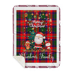 Personalized Gift Tartan Plaid Blanket Clan Charteris With Funny Santa Snowman Reindeer Merry Christmas Gift Sherpa Blanket, blue plaid sherpa blanket,blue tartan sherpa blanket,Buchan,buffalo plaid sherpa blanket,christmas sherpa blanket,Christmas Throw Blanket