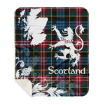 Sherpa Blanket - Tartan Blanket Thistle and Lion Scottish Clan Comyn Plaid Blanket, plaid sherpa blanket queen,purple sherpa blanket,queen sherpa blanket,queen size sherpa blanket,red sherpa blanket,scottish tartan blankets,sherpa blanket,sherpa christmas blanket