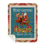Personalized Gift Plaid Tartan Blanket Clan Lockhart Ancient With Moose Lover Xmas Gift Santa Riding Buffalo Plaid Christmas Sherpa Blanket