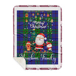 Personalized Gift Tartan Plaid Blanket Clan Strachan With Funny Santa Snowman Reindeer Merry Christmas Gift Sherpa Blanket, blue plaid sherpa blanket,blue tartan sherpa blanket,Buchan,buffalo plaid sherpa blanket,christmas sherpa blanket,Christmas Throw Blanket
