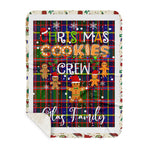 Personalized Gift Tartan Plaid Blanket Clan Glas With Christmas Cookie Baking Crew Christmas Gift Sherpa Blanket, tartan sherpa blanket,buffalo plaid sherpa blanket,christmas sherpa blanket,Christmas Throw Blanket,green plaid sherpa blanket,green sherpa blanket