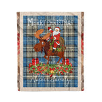 Personalized Gift Plaid Tartan Blanket Clan Napier Ancient With Moose Lover Xmas Gift Santa Riding Christmas Fleece Blanket