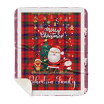 Personalized Gift Tartan Plaid Blanket Clan Robertson With Funny Santa Snowman Reindeer Merry Christmas Gift Sherpa Blanket, blue plaid sherpa blanket,blue tartan sherpa blanket,Buchan,buffalo plaid sherpa blanket,christmas sherpa blanket,Christmas Throw Blanket