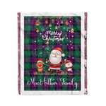 Personalized Gift Tartan Plaid Blanket Clan MacArthur Milton With Funny Santa Snowman Reindeer Merry Christmas Fleece Blanket, Home Living Room, Plaid Blanket, Tartan Blanket, Scottish Blanket, Buffalo fleece blanket, Christmas Blanket