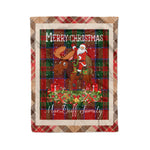 Personalized Gift Plaid Tartan Blanket Clan MacDuff With Moose Lover Xmas Gift Santa Riding Christmas Fleece Blanket