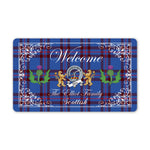 Doormat - Welcome Mat Scottish Clan Badge Elliot Tartan Door Mat, Plaid Doormat With Thistle and Two Lion Scottish