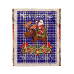 Personalized Gift Plaid Tartan Blanket Clan Ochterlony With Moose Lover Xmas Gift Santa Riding Christmas Fleece Blanket
