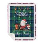 Personalized Gift Tartan Plaid Blanket Clan Graham Of Menteith Ancient With Funny Santa Snowman Reindeer Merry Christmas Gift Sherpa Blanket, blue plaid sherpa blanket,blue tartan sherpa blanket,Buchan,buffalo plaid sherpa blanket,christmas sherpa blanket,Christmas Throw Blanket