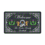 Doormat - Welcome Mat Scottish Clan Badge Forbes of Druinnor Tartan Door Mat, Plaid Doormat With Thistle and Two Lion Scottish