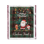 Personalized Gift Tartan Plaid Blanket Clan Buchan Ancient With Funny Santa Snowman Reindeer Merry Christmas Fleece Blanket, Home Living Room, Plaid Blanket, Tartan Blanket, Scottish Blanket, Buffalo fleece blanket, Christmas Blanket