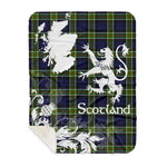 Sherpa Blanket - Tartan Blanket Thistle and Lion Scottish Clan Colquhoun Modern Plaid Blanket, plaid sherpa blanket queen,purple sherpa blanket,queen sherpa blanket,queen size sherpa blanket,red sherpa blanket,scottish tartan blankets,sherpa blanket,sherpa christmas blanket