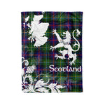 Scotstee Shop Tartan Plaid Fleece Blankets Thistle and Lion Scottish Clan Malcolm Plaid Blanket