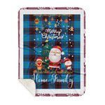 Personalized Gift Tartan Plaid Blanket Clan Home Ancient With Funny Santa Snowman Reindeer Merry Christmas Gift Sherpa Blanket, blue plaid sherpa blanket,blue tartan sherpa blanket,Buchan,buffalo plaid sherpa blanket,christmas sherpa blanket,Christmas Throw Blanket