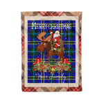 Personalized Gift Plaid Tartan Blanket Clan Weir Modern With Moose Lover Xmas Gift Santa Riding Christmas Fleece Blanket